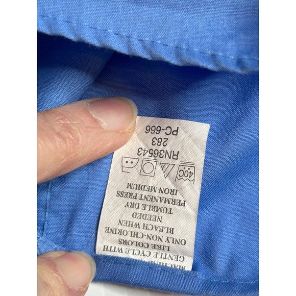 Arrow Men's Dover Broadcloth Blue Short Sleeve Button Up Business Shirt Size XL - Picture 6 of 6